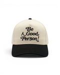 Embroidered Retro Snapback Hat - Cream/Black