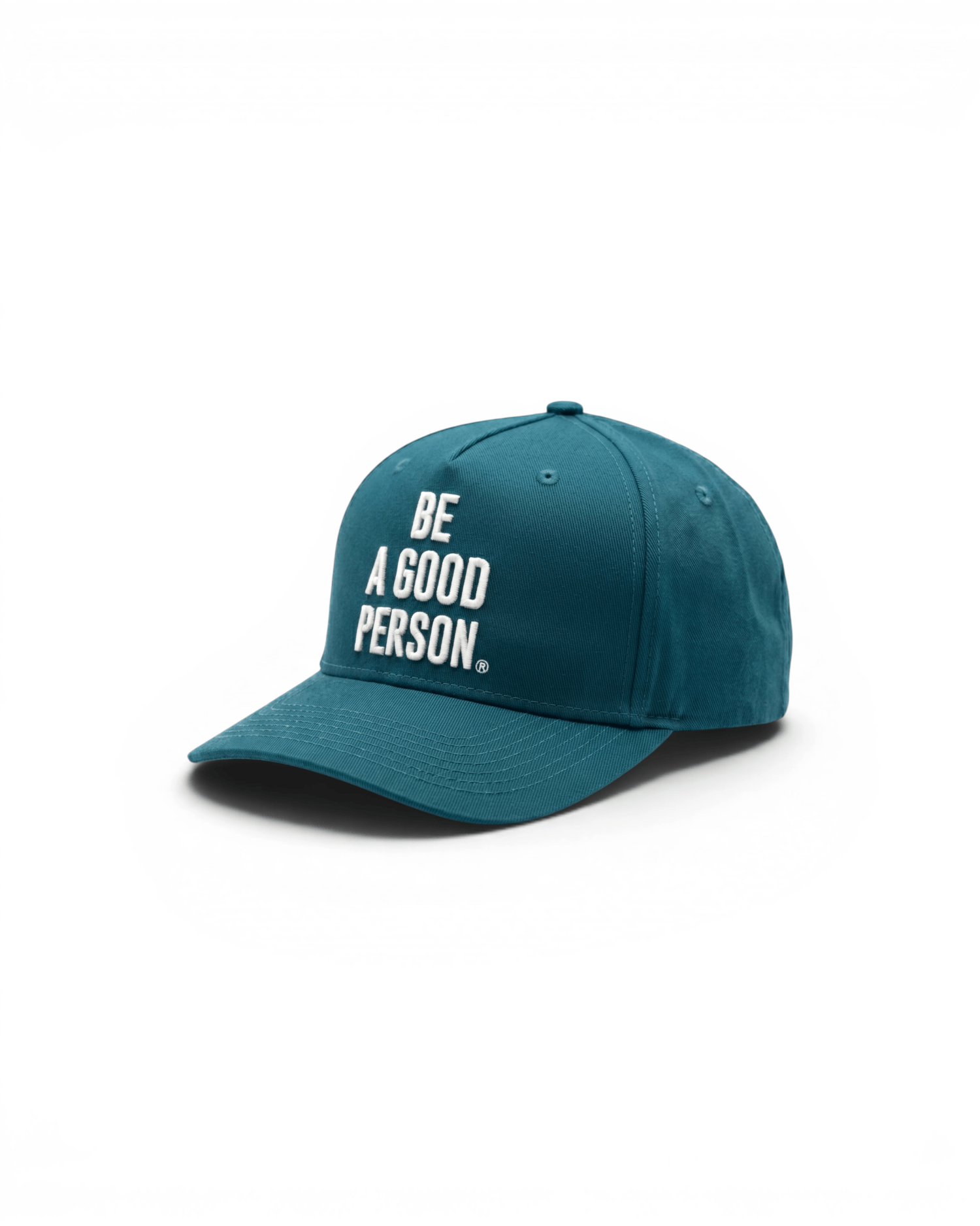 Signature Embroidered Snapback Hat - Teal Blue/ White