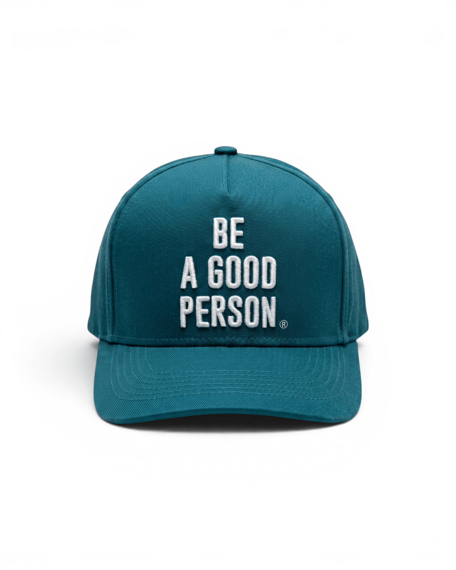 Signature Embroidered Snapback Hat - Teal Blue/ White